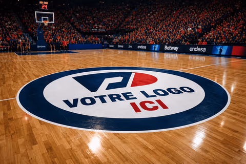 Rond central IND'N'GO® Liqui Moly StarLigue LNH — marquage de sol repositionnable sur parquet de handball