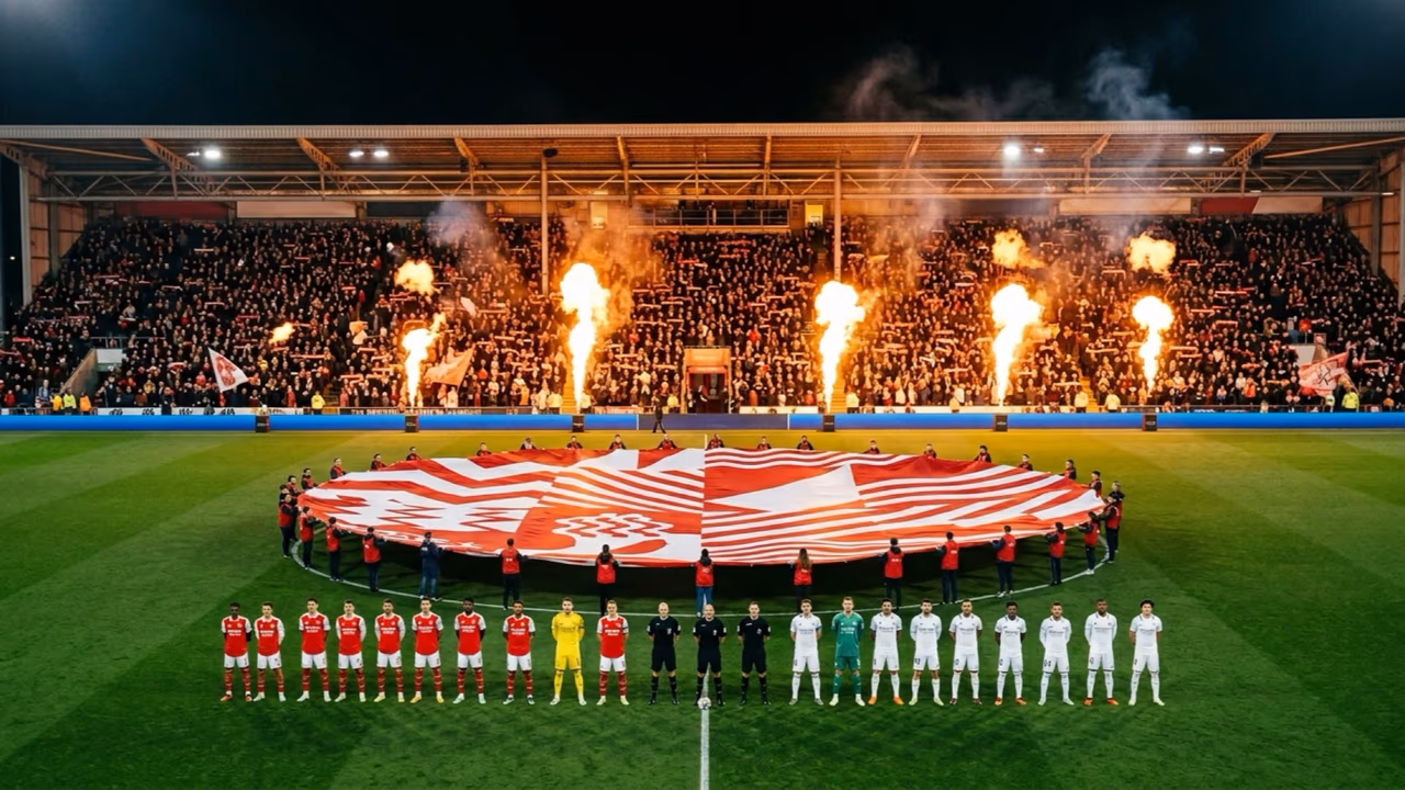 Cercle central déployé sur la pelouse lors d'une cérémonie d'avant-match | Nakara Sport