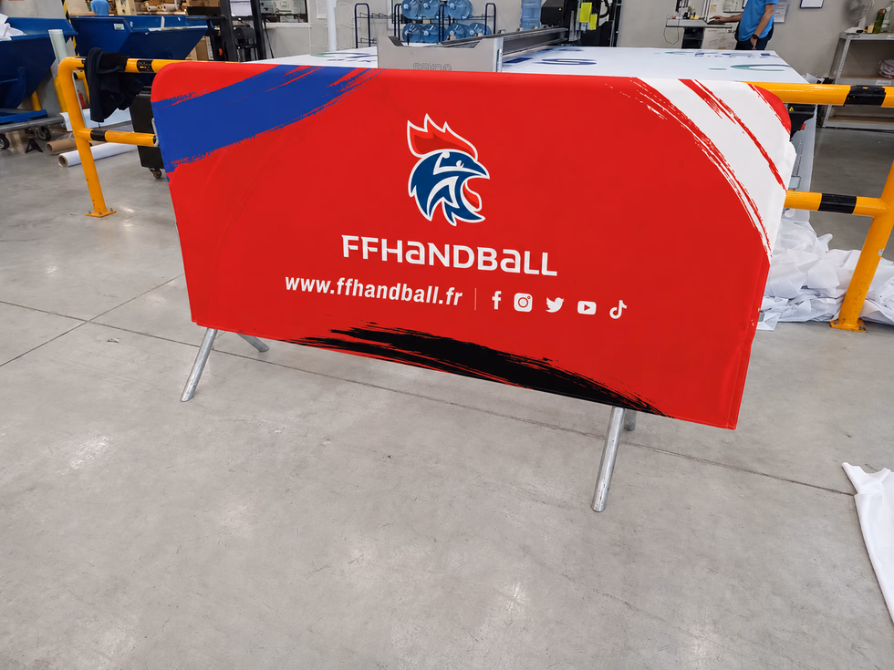Housse de barrière de sécurité personnalisée aux couleurs de la FFHandball