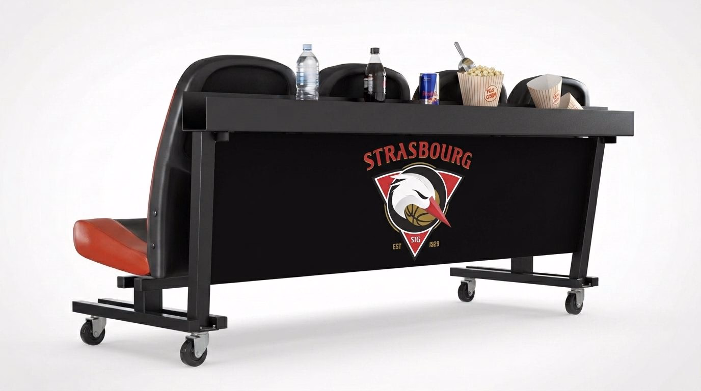 Banc de touche NU-SEAT™ avec tablette porte-boissons garnie à l'arrière — SIG Strasbourg