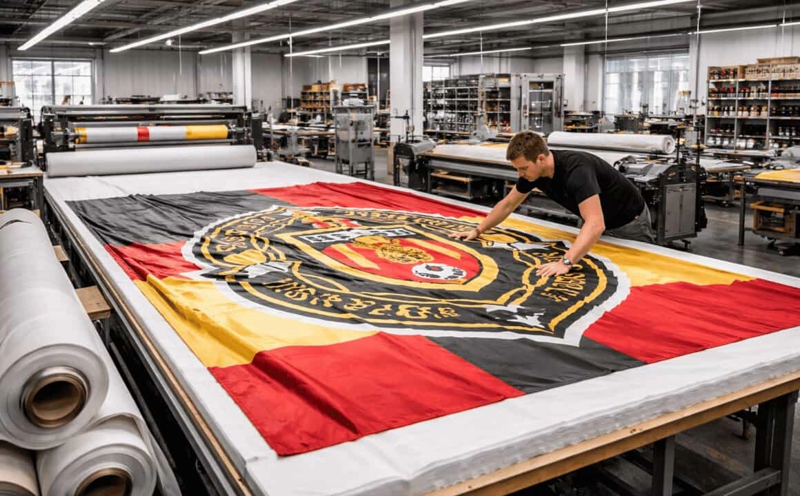 Préparation et fabrication de textile grand format en atelier pour un projet en Belgique